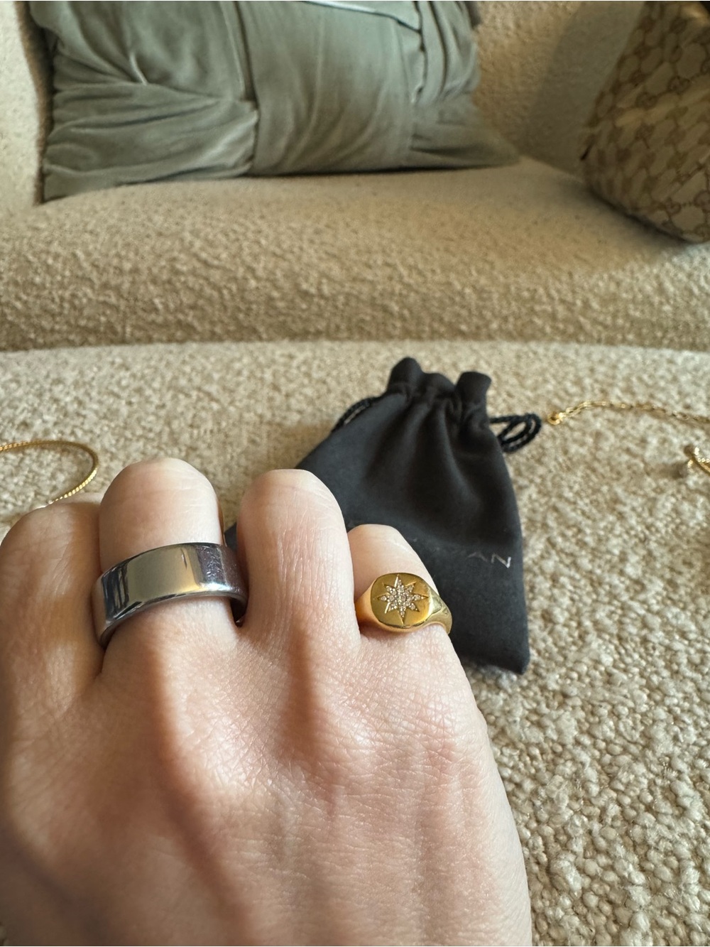 David Yurman Yellow Gold Compass Ring with Diamond Star - Picture 5 of 6